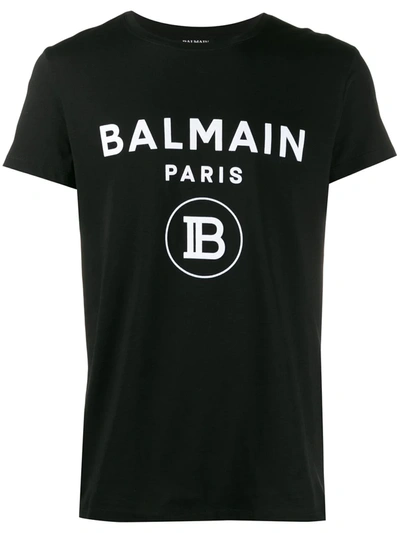 Balmain Logo Printed T-shirt In Black,white