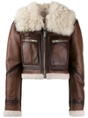 GIVENCHY FUR COLLAR CROPPED LEATHER JACKET