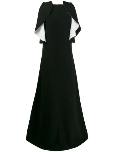Givenchy Ruffled-sleeve Crepe A-line Gown In Black