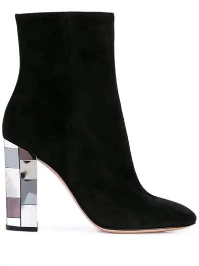 Gianvito Rossi Disco Heel 100 Suede Ankle Boots In Black