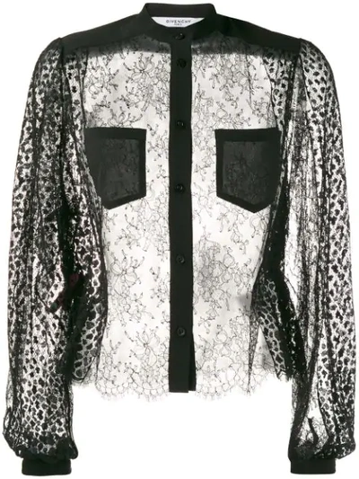 Givenchy Floral-embroidered Lace Blouse In Black