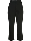 PRADA PRADA CROPPED FLARED TROUSERS - 黑色