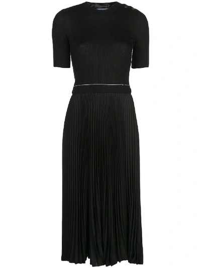 Prada Crepe De Chine Wool And Silk Dress - Black