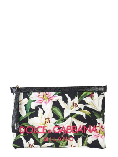 Dolce & Gabbana Canvas Pouch In Black