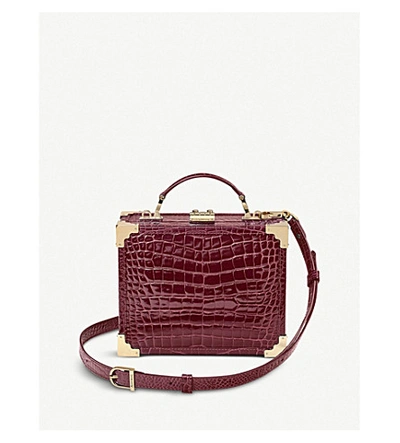 Aspinal Of London Mini Trunk Crocodile-embossed Leather Clutch Bag