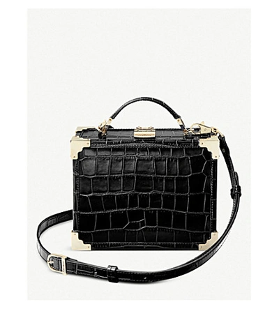 Aspinal Of London Mini Trunk Crocodile-embossed Leather Clutch Bag
