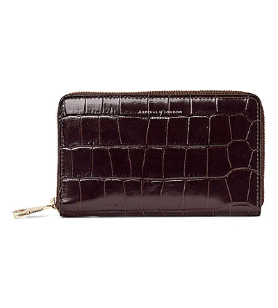 Aspinal Of London Continental Croc-embossed Leather Purse In Amazon Brown