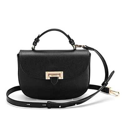 Aspinal Of London Letterbox Leather Saddle Bag In Black