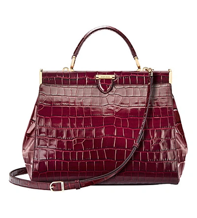 Aspinal Of London Florence Large Embossed Leather Handbag In Bordeaux