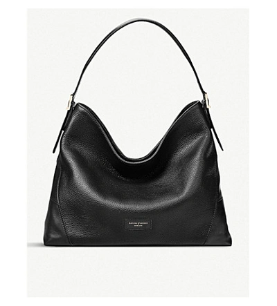 Aspinal Of London Womens Black Small 'a' Leather Hobo Bag