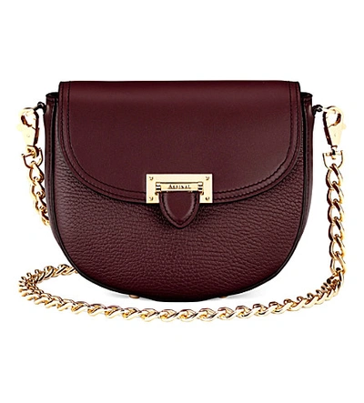 Aspinal Of London Letterbox Leather Saddle Bag In Bordeaux
