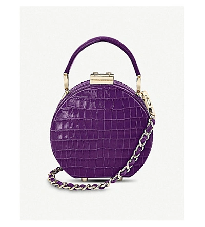 Aspinal Of London Mini Leather Hat Box Bag In Amethyst