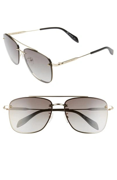 Alexander Mcqueen 62mm Oversize Navigator Sunglasses In Light Ruthenium