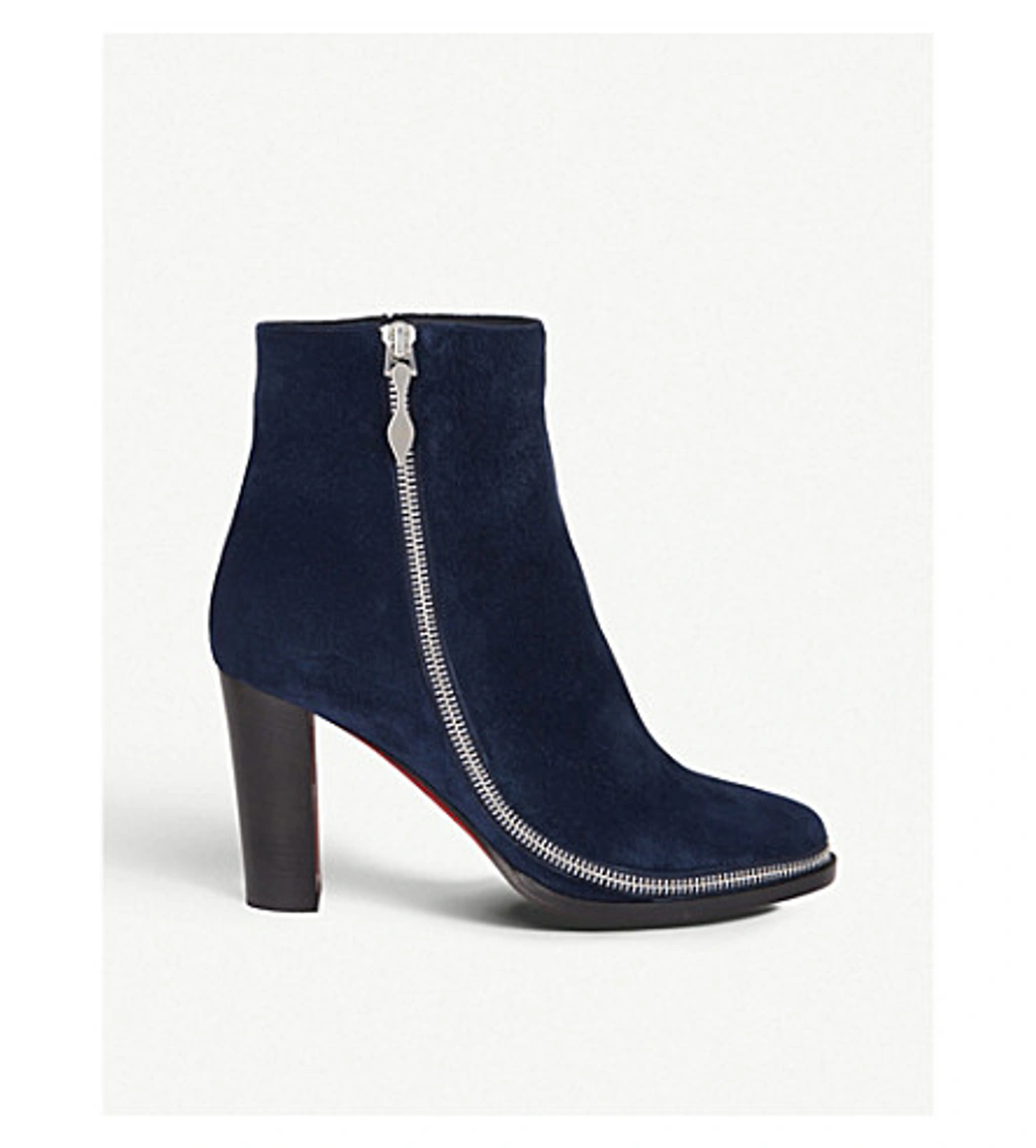 Christian Louboutin Telezip 85 Veau Velours/cuoio Heel Marin In