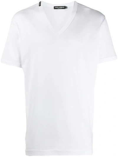 Dolce & Gabbana V-neck Cotton T-shirt In White