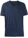 John Varvatos Star Usa Slim Fit Slubbed V-neck T-shirt In Oiled Blue