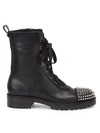 CHRISTIAN LOUBOUTIN TS Croc Studded Leather Combat Boots