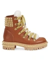 CHRISTIAN LOUBOUTIN Yeti Donna Shearling-Trimmed Leather Hiking Boots