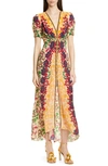 Saloni Lea Floral-print Silk Crepe De Chine Maxi Dress In Champagne Berries