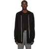 RICK OWENS RICK OWENS BLACK CASHMERE ZIPPED HOODIE