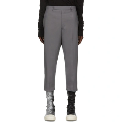 Rick Owens Grey Cropped Astaires Trousers In 06 Blu