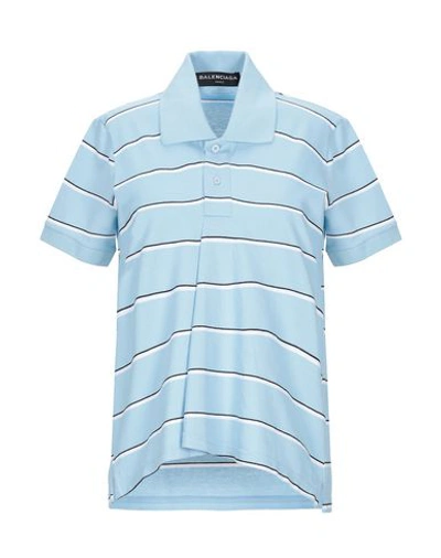 Balenciaga Polo Shirt In Sky Blue