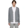 THOM BROWNE THOM BROWNE GREY BABY CABLE KNIT V-NECK CARDIGAN