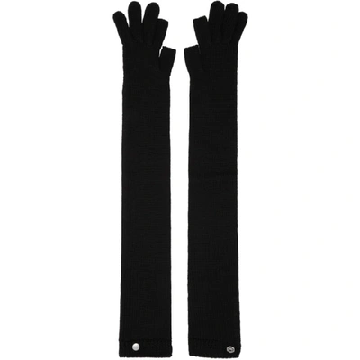 Rick Owens Cable Knit Gloves In 09 Black