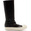 RICK OWENS RICK OWENS BLACK AND OFF-WHITE SOCK BOOTS