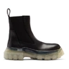 RICK OWENS RICK OWENS BLACK AND TRANSPARENT BOZO TRACTOR BEETLE BOOTS