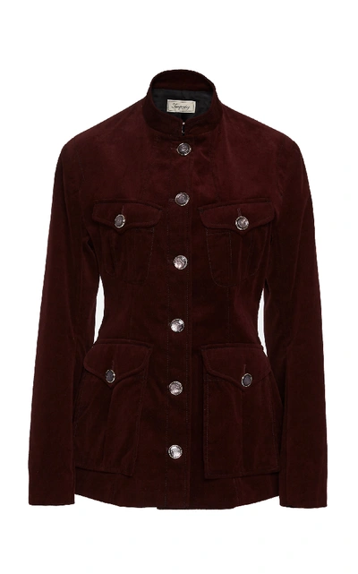 Temperley London Esmeralda Cotton Jacket In Burgundy
