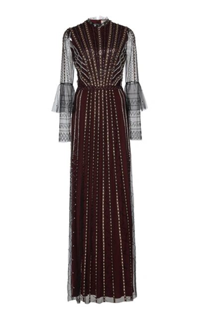 Temperley London Beads & Sequins Embellished Tulle Dress In Black Mix