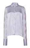 ANAIS JOURDEN LACE-TRIM SILK SATIN BUTTON-DOWN SHIRT,764069