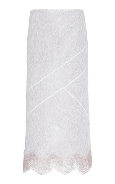 Anais Jourden Two-tone Lace Midi Skirt In White