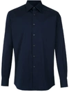 Prada Long-sleeve Poplin Shirt In Blau