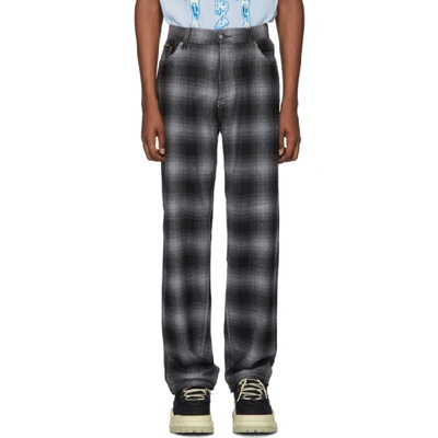 Eytys Benz Straight-leg Plaid Trousers In Grey