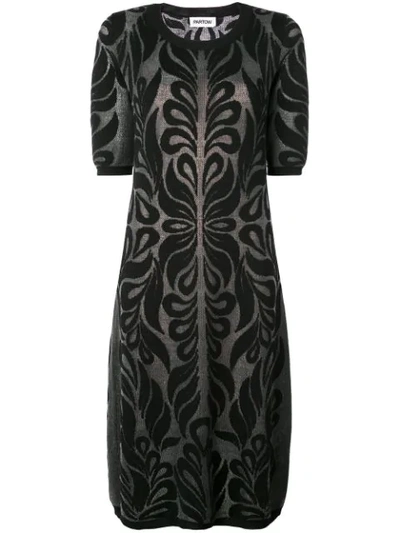 Partow Intarsia Knit Wool Midi Dress In Black