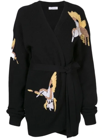 Altuzarra Jareth Wool-cashmere Bird-embroidered Cardigan In Black