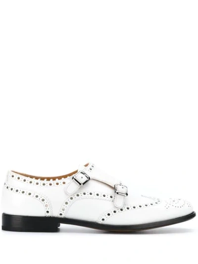 Church's Women's  White Leather Monk Strap Shoes