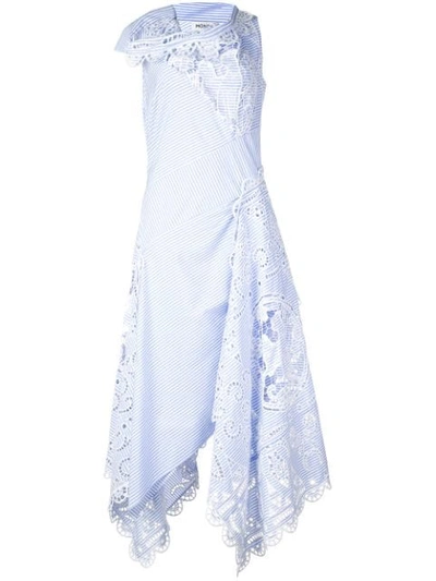 Monse Asymmetric Striped Lace Dress - 蓝色 In Blue