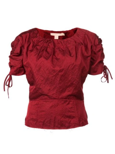 Brock Collection Tie-fastening Ruched Top - 红色 In Red