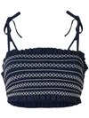 TORY BURCH TORY BURCH CONTRAST STITCHING BAND BIKINI TOP - BLUE