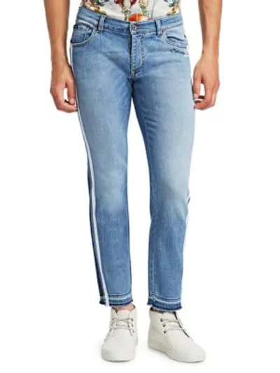 Dolce & Gabbana Jogger Striped Slim Jeans In Blue