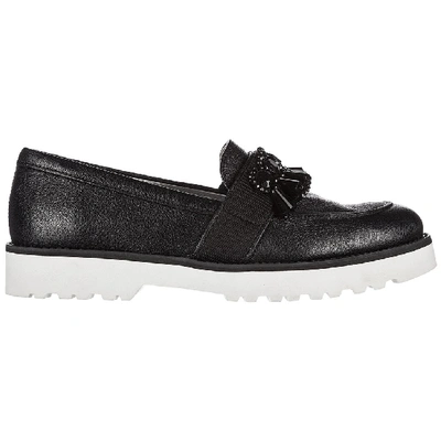 Hogan Women's Leather Loafers Moccasins  H259 In Nero