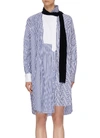 SACAI Velvet sash tie neck stripe asymmetric shirt dress