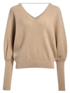 BRUNELLO CUCINELLI Cashmere Puff-Sleeve V-Neck Sweater