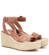 GIANVITO ROSSI BILLIE 45 SUEDE ESPADRILLE WEDGES,P00411434