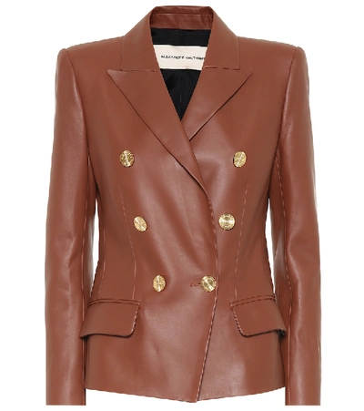 Alexandre Vauthier Double Breast Napa Leather Blazer In Brown