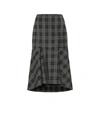 BALENCIAGA CHECKED WOOL-BLEND MIDI SKIRT,P00397717