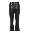 BALMAIN HIGH-RISE CROPPED LEATHER trousers,P00397916